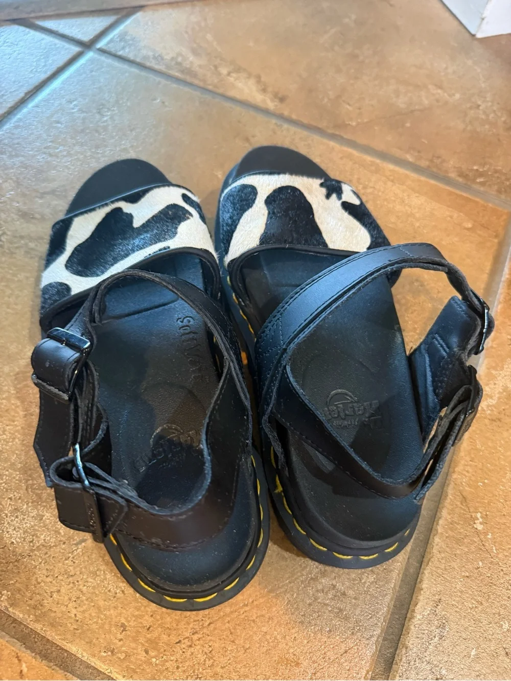 Dr. Martens Voss Cow Print Hair- On Platform Sandals